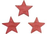 Decorazione Natalizia Stelle In Legno Rosa Lucido Ø5Cm Set Di 8 Pezzi