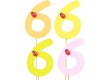 Spilli In Legno Numero 6 Decorativi Colorati Per Compleanni E Anniversari 7 Cm 16 Pezzi, 16 Pezzi