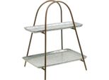 Etagere Vintage Vassoio Decorativo Shabby Chic Metallo Tavolo Scaffale Aspetto Antico 47Cm Marrone