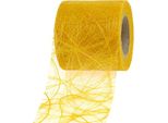 Pile 8Cm X 25M Giallo - Nastro Decorativo, In Fibra Di Seta, Resistente Agli Strappi E Alle Intemperie, Per Composizioni Floreali, Runner Da Tavola, Decorazione Di Piante