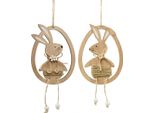 Ciondolo Decorativo In Legno Per Pasqua, Coniglietto Nell'uovo, 23 Cm, Set Di 6, Stile Casa Di Campagna, Zampe Penzolanti
