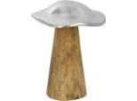 Decorazione Da Tavolo Metallo-Legno Fungo Argento Decorazione Autunno 14Cm