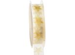 Nastro A Stella Oro Bianco 25Mm Nastro Di Organza Nastro Natalizio 18M