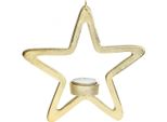 Stella Decorativa Porta Tealight Appesa In Metallo Oro 20Cm Avvento