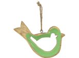 Uccello In Legno Decorazione Appendino Verde Natura 16Cm Decorazione Primavera