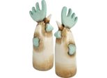 Set Di 2 Galli In Ceramica Decorazione Da Cucina In Azzurro E Marrone, Decorazione Pasquale Rustica Gallina, Decorazione Primaverile H23Cm, 2 Pezzi