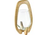 Lanterna In Legno Di Mango E Vetro - Romantico Portacandele Vintage In Legno Ø14Cm H26Cm Sostenibile E Versatile