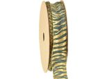 Nastro Decorativo In Chiffon Verde/Oro 25 Mm X 15 M - Decorazione Artigianale Per Confezioni Regalo