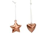 Appendino Decorativo Stella Cuore Rame 3-4Cm 24Pz - Ornamenti Per Albero Di Natale Decorazione Natalizia