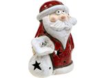 Babbo Natale Portacandele Decorativo Dell'avvento In Ceramica H15Cm