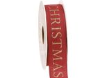 Nastro Natalizio Rosso Oro Buon Natale 25 Mm 15 M Decorazione Regalo Lino