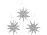 Stelle Di Natale Decorazioni Per L'albero Di Natale In Argento Glitterato Ø7Cm Set Di 6 Ciondoli Decorativi