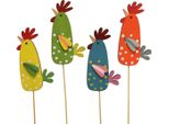 Decorazioni Floreali Pasquali In Legno A Forma Di Gallina 5,5×10 Cm 12 Pezzi Colorati E Divertenti Giardino Primavera, 12 Pezzi