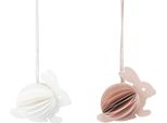 Set Di 5 Appendini Per Decorazioni A Nido D'ape Per Coniglietti Di Pasqua - Coniglietto Per Decorazioni A Cespuglio Di Pasqua