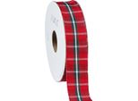 Nastro A Scacchi Rustico Rosso 25 Mm X 15 M - Decorazione Natalizia Festosa, Nastro Per Regali, Nastro Decorativo
