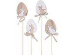 Decorazione Pasquale In Legno Fiore Spina Uovo Coniglietto Natura 5X7Cm Set Da 12