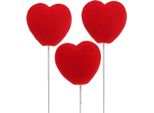 Tappi A Cuore Rossi 6X6Cm H26Cm, Cuori Decorativi Floccati, Tappi Floreali Per Matrimonio, Festa Della Mamma, San Valentino - Set Da 18