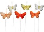 Piuma Di Farfalla Su Filo 5Cm Arancione Giallo Decorazione Primavera Decorazione 24 Pezzi