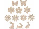 Decorazione A Spruzzo In Legno Rosa 2-4Cm 64Pz - Decorazione Da Tavola Primaverile Fiori Farfalle Coniglietti