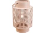 Romantica Lanterna Decorativa Rosa In Metallo Con Manico E Ø18Cm H29Cm Per La Decorazione Della Tavola E Del Giardino