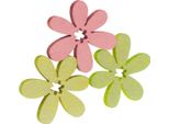 Decorazione In Legno Fiori Sparsi Giallo Rosa Verde Ø2Cm 144Pz Decorazione Artigianale