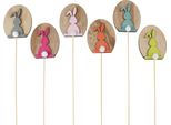 Adesivi Floreali Decorazione Pasquale In Legno Uovo Coniglietto Natura Colorata 14Pz