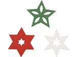 Stelle Di Natale In Legno Rosso Bianco Verde 72 Pezzi Ø3,5 Cm