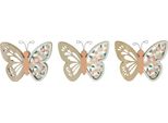 Decorazione Farfalla Legno Fiori Primavera 15X12Cm 3 Pezzi Natura Colorata