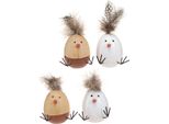 Decorazione Pasquale Pulcino Uovo Di Pasqua Bianco Naturale 9Cm Set Di 4, PK4 Pezzi