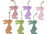 Coniglietti Pasquali Decorativi Da Appendere In Legno Color Pastello 10 Cm 10 Pezzi - Decorazioni Pasquali Primaverili, 10 Pezzi