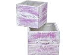 Cassetto Per Fioriera Rosa Bianco Legno Decorazione Vintage Set Di 2 12/15Cm