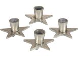 Portacandele In Argento Antico A Forma Di Stella Set 4 - Portacandele A Bastoncino Per La Decorazione Dell'avvento