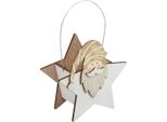 Stella In Legno Decorazione Gnomo Oro Bianco Natale 15,5×6×16,5 Cm