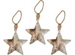Decorazione Natalizia Appesa Stella Decorazione Albero Di Natale Metallo Argento 11Cm Set Di 3