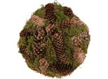 Palla Decorativa Naturale Con Pigne Vere E Muschio Da Appendere, Decorazione Rustica Da Casa, Ø25Cm