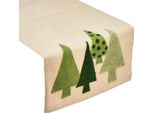 Runner Da Tavola Natalizio Di Peluche, Abeti Verdi, Decorazione Da Tavola Festiva, 140X41,5 Cm