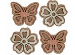 Decorazione A Spargimento Fiori Di Legno Farfalle Ø4Cm Bianco Rosa 36Pz Decorazione Da Tavolo