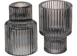 Portacandele In Vetro Grigio Set Di 4 Portacandele Decorativi Retrò, 4 Pezzi