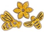 Bellissima Decorazione Primaverile: Api E Fiori Scintillanti In Legno, Decorazione Sparsa, Arancione, 36 Pezzi