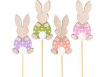 Decorazioni Pasquali In Legno: Coniglietti Colorati Da Infilare Nei Fiori, 6 Cm, Set Da 12 Pezzi, 12 Pezzi