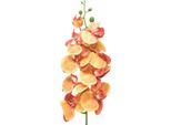 Orchidea Artificiale Phalaenopsis Rosso Giallo 9 Fiori 96Cm Decorazione