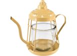 Lanterna Teiera Vintage Decorazione In Vetro Arancione Ø15Cm H26Cm