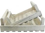 Set Di 2 Fioriere In Legno Bianco Design Shabby Chic - Fioriera Rettangolare Per Giardino, Balcone, Interno 38/31Cm