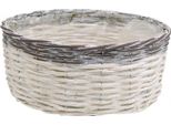 Cesto Decorativo Rotondo Bianco Marrone Ø29Cm Cesto Vegetale Intrecciato Regalo Decorazione Matrimonio