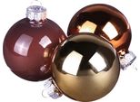 Baubles Natalizi In Vetro Oro Marrone Albicocca Ø6Cm 24 Pezzi - Eleganti Baubles Per Albero Per Decorazioni Festive