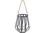 Lanterna In Metallo Lanterna In Vetro Antracite Ø23Cm H27Cm Decorazione