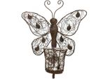 Luce Del Vento Farfalla In Metallo Decorazione Da Parete Ottica Ruggine Porta Tealight Decorazione Da Giardino 36,5Cm