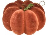 Decorazione Autunnale Zucca Floccata In Rosso-Marrone - Decorazione Da Tavola Stile Country 20Cm, Set Di 2Pz