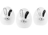 Uova Di Pasqua In Ceramica Con Decorazione Coniglietto Pasquale 12 Cm, Set Da 3 - Decorazioni Pasquali Moderne, Decorazioni Da Tavola Per Pasqua, 3 Pezzi