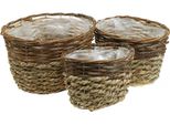 Set Di Cesti Naturali 3 Pezzi Per Piantare, Decorazione Di Cesti Per Piante, Cesti Ovali In Vimini, Decorazione Da Giardino In Stile Casa Di Campagna L21/19/16Cm H21/19/16Cm